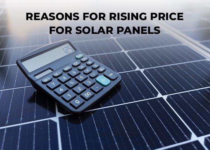 The calculator depicts the progressive rising in solar panel prices over time